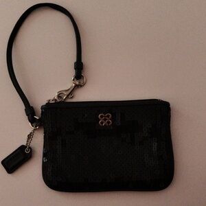 Coach Black Sequin Wristlet NWOT 4" X 6"